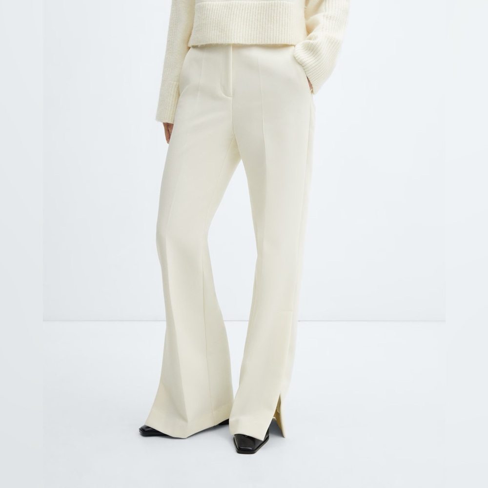 Mango Cream Boot-Cut Flare Pants